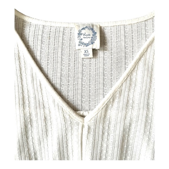 BLUE Rain Boho lace boxy cropped white top/tunic crossover/wrapped front WomenXS - Picture 9 of 16